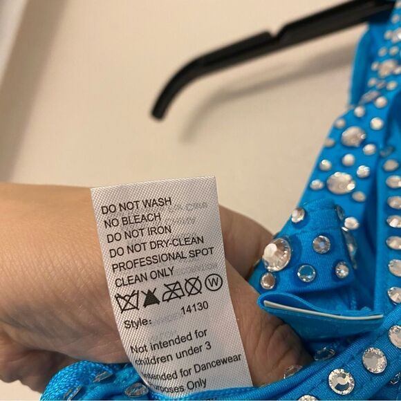 Weissman Dance costume aqua blue sassy fringe dress Spice Up Your Life 14130 MC - Picture 11 of 13